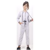 TOONTOY Kız Çocuk Beli Bağçıklı Kapşonlu Tulum Gri Melanj 12 Yaş, 12 Yaş, Beli Bağçıklı Kapşonlu Tulum, Gri Melanj, Üniseks