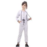 Toontoy Kız Çocuk Beli Bağçıklı Kapşonlu Tulum Gri Melanj 8 YAŞ