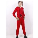 Toontoy Kız Çocuk Beli Bağçıklı Kapşonlu Tulum Kırmızı 8 YAŞ