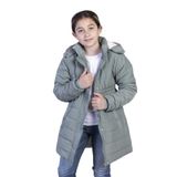 Toontoy Kız Çocuk Beli Lastikli Kapüşonlu İçi Kürklü Kaban Yeşil 6 YAŞ