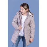 Toontoy Kız Çocuk Beli Lastikli Kapüşonlu İçi Kürklü Kaban