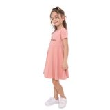 Toontoy Kız Çocuk Believe Baskılı Elbise Koyu Pudra 5 YAŞ