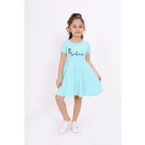 Toontoy Kız Çocuk Believe Baskılı Elbise Mint Yeşili 5 YAŞ