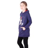 TOONTOY Kız Çocuk Bereli Kız Baskılı Kapşonlu Elbise, 5-6 Yaş, 16195-, Lacivert, kız-çocuk