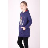 Toontoy Kız Çocuk Bereli Kız Baskılı Kapşonlu Elbise Lacivert 5 YAŞ