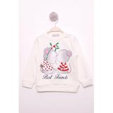 TOONTOY Kız Çocuk Best Friend Baskılı Pamuklu Sweatshirt, 2 YAŞ, 16105-, Ekru, kız-çocuk