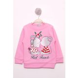 Toontoy Kız Çocuk Best Friend Baskılı Pamuklu Sweatshirt Pembe 2 YAŞ