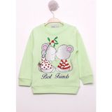 Toontoy Kız Çocuk Best Friend Baskılı Pamuklu Sweatshirt Yeşil 2 YAŞ