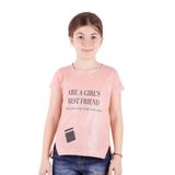TOONTOY Kız Çocuk Best Friend Baskılı Taş Detaylı Tişört 10 Yaş, 10 Yaş, 11012-, Pudra, Kız çocuk