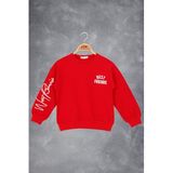 Toontoy Kız Çocuk Best Frıends Baskılı Sweatshirt Kırmızı 10 YAŞ