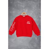 Toontoy Kız Çocuk Best Frıends Baskılı Sweatshirt Kırmızı 12 YAŞ