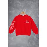 Toontoy Kız Çocuk Best Frıends Baskılı Sweatshirt Kırmızı 8 YAŞ