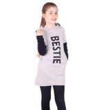 TOONTOY Kız Çocuk Bestie Baskılı Kapşonlu Elbise, 5 Yaş, 16236-, Gri Melanj, Kız Çocuklar