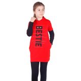 TOONTOY Kız Çocuk Bestie Baskılı Kapşonlu Elbise, 5 Yaş, 16236-, Kırmızı, Kız Çocuklar