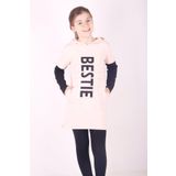 Toontoy Kız Çocuk Bestie Baskılı Kapşonlu Elbise Pudra 5 YAŞ