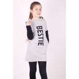 Toontoy Kız Çocuk Bestie Baskılı Kapüşonlu Elbise - 5 Yaş - Gri Melanj