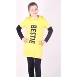 Toontoy Kız Çocuk Bestie Baskılı Kapüşonlu Elbise - 5 Yaş - Sarı