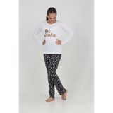 TOONTOY Kız Çocuk Big Dream Baskılı Pijama Takım, 10-11 Yaş, 24895, Beyaz, kız-çocuk