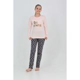 TOONTOY Kız Çocuk Big Dream Baskılı Pijama Takım, 13-14 Yaş, 24895, Pudra, kız-çocuk