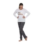 TOONTOY Kız Çocuk Big Dream Baskılı Pijama Takım, 6-7 Yaş, 24895, Beyaz, kız-çocuk