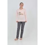 Toontoy Kız Çocuk Big Dream Baskılı Pijama Takım - Pudra - 12 - 13 Yaş