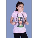 Toontoy Kız Çocuk Billie Eilish Baskılı Kapüşonlu Tişört - 14 Yaş - Pembe