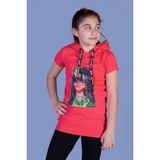 Toontoy Kız Çocuk Billie Eilish Baskılı Kapüşonlu Tişört - Nar Çiçeği - 10 Yaş