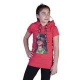 Toontoy Kız Çocuk Billie Eilish Baskılı Kapüşonlu Tişört Nar Çiçeği