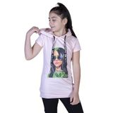 Toontoy Kız Çocuk Billie Eilish Baskılı Kapüşonlu Tişört Pudra