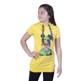 Toontoy Kız Çocuk Billie Eilish Baskılı Kapüşonlu Tişört Sarı 12 YAŞ