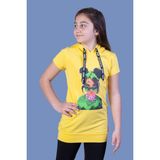 Toontoy Kız Çocuk Billie Eilish Baskılı Kapüşonlu Tişört Sarı 14 YAŞ