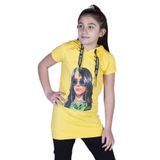 Toontoy Kız Çocuk Billie Eilish Baskılı Kapüşonlu Tişört Sarı
