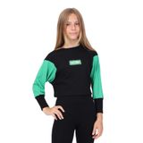 TOONTOY Kız Çocuk Bisiklet Yaka Armalı Sweatshirt, 8-9 Yaş, 22534, Siyah, kız-çocuk