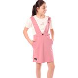 Toontoy Kız Çocuk Bisiklet Yaka Basic T-Shirt ve Askılı Cepli Nakış Baskılı Salopet Elbise - 2'li Takım - 6 - 7 Yaş - Gül Kurusu