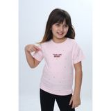 Toontoy Kız Çocuk Bisiklet Yaka Düşük Omuz Kısa Kollu Baskılı Tişört 24983 - Pudra - 5 Yaş