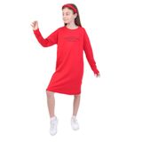 TOONTOY Kız Çocuk Bisiklet Yaka Elbise, 10-11 Yaş, 22682, Kırmızı, Kız Çocuklar