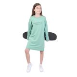 TOONTOY Kız Çocuk Bisiklet Yaka Elbise, 10-11 Yaş, 22682, Yeşil, Kız Çocuklar