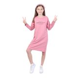 TOONTOY Kız Çocuk Bisiklet Yaka Elbise, 6-7 Yaş, 22682, Gül Kurusu, Kız Çocuklar