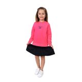 Toontoy Kız Çocuk Bisiklet Yaka Etek Volanlı Baskılı Elbise Fuşya 2 YAŞ