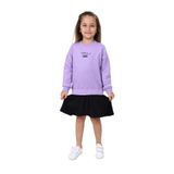 Toontoy Kız Çocuk Bisiklet Yaka Etek Volanlı Baskılı Elbise Lila 6 YAŞ