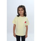 Toontoy Kız Çocuk Bisiklet Yaka Kısa Kollu Baskılı Tişört 24978 - Açık Sarı - 2 Yaş