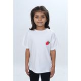 Toontoy Kız Çocuk Bisiklet Yaka Kısa Kollu Baskılı Tişört 24978 - Ekru - 2 Yaş