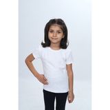 Toontoy Kız Çocuk Bisiklet Yaka Kısa Kollu Tişört 24968 - Ekru - 8 Yaş