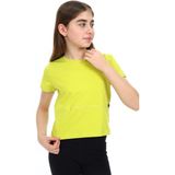 Toontoy Kız Çocuk Bisiklet Yaka Kısa Kollu Tişört - Açık Yeşil - 10 - 11 Yaş