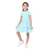 Toontoy Kız Çocuk Bisiklet Yaka Komple Çilek Baskılı Elbise Mint Yeşili 3 YAŞ