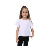 TOONTOY Kız Çocuk Bisiklet Yaka Taşlı Volanlı Kol Tişört 3 Yaş, 3 Yaş, 23167, Beyaz, Kız Çocuklar