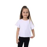 TOONTOY Kız Çocuk Bisiklet Yaka Taşlı Volanlı Kol Tişört, 4 Yaş, 23167, Beyaz, Kız çocuk