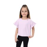 TOONTOY Kız Çocuk Bisiklet Yaka Taşlı Volanlı Kol Tişört Açık Lila, 6 Yaş, 23167, Açık Lila, Kız çocuk
