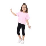 TOONTOY Kız Çocuk Bisiklet Yaka Taşlı Volanlı Kol Tişört Açık Pembe, 5 Yaş, 23167, Açık Pembe, Kız çocuk