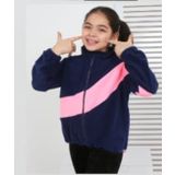 Toontoy Kız Çocuk Blok Renkli Polar Hırka Lacivert 6-7 YAŞ